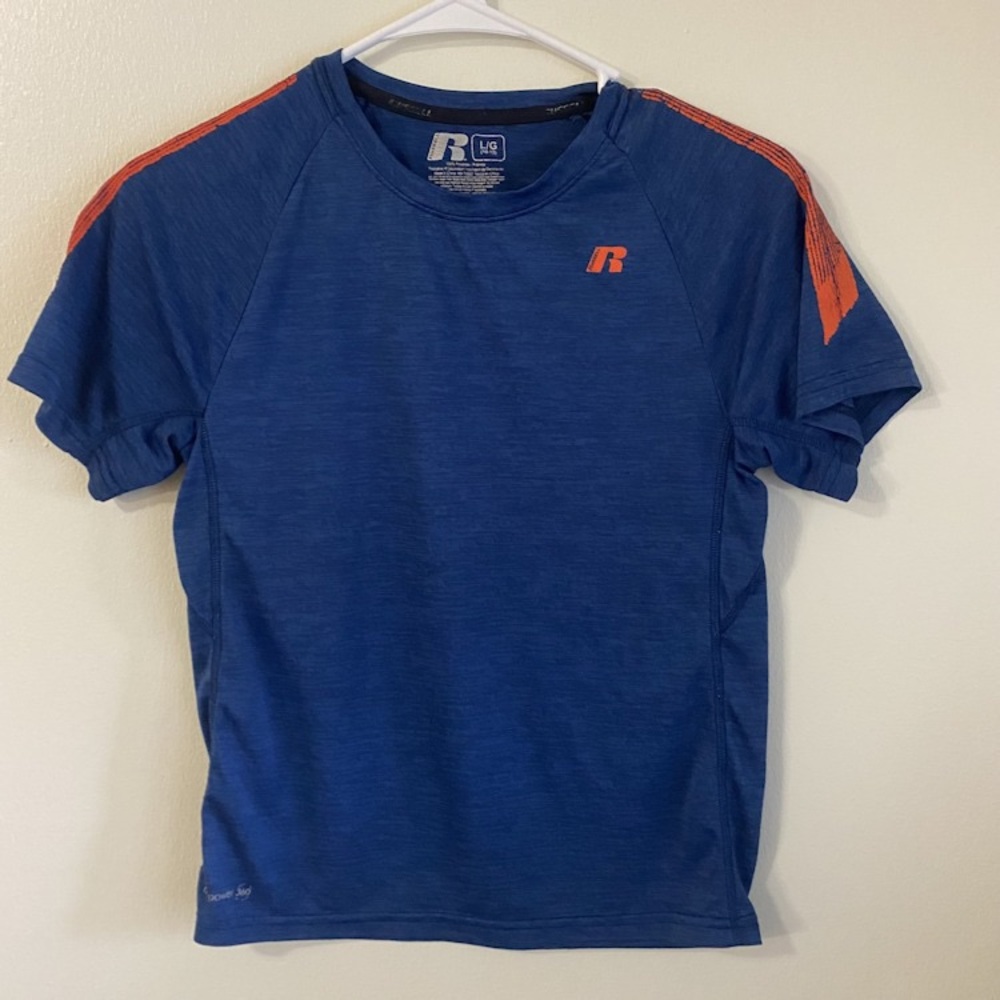 a1523-G1~ Russell Athletic~Size Large Boys Top~Boys~Crewneck T Shirt~Blue Color